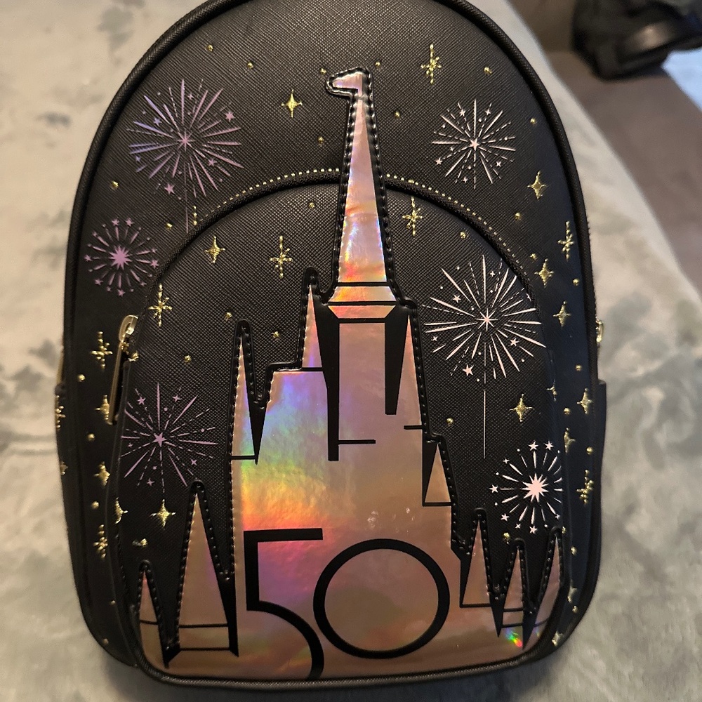 Walt Disney world 50th iridescent loungefly backpack